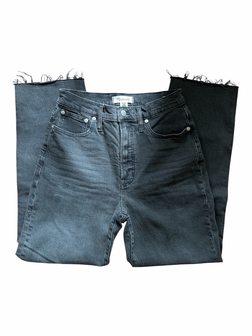 Madewell Straight Leg Jeans in Washed Black